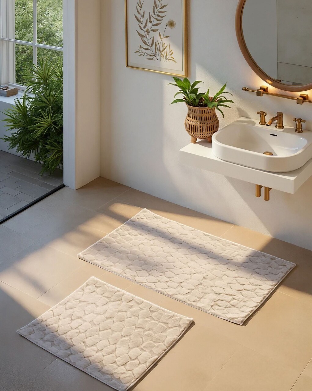 Set covorase de baie, L'essentiel Maison, Rabbit, Bej - imagine 6